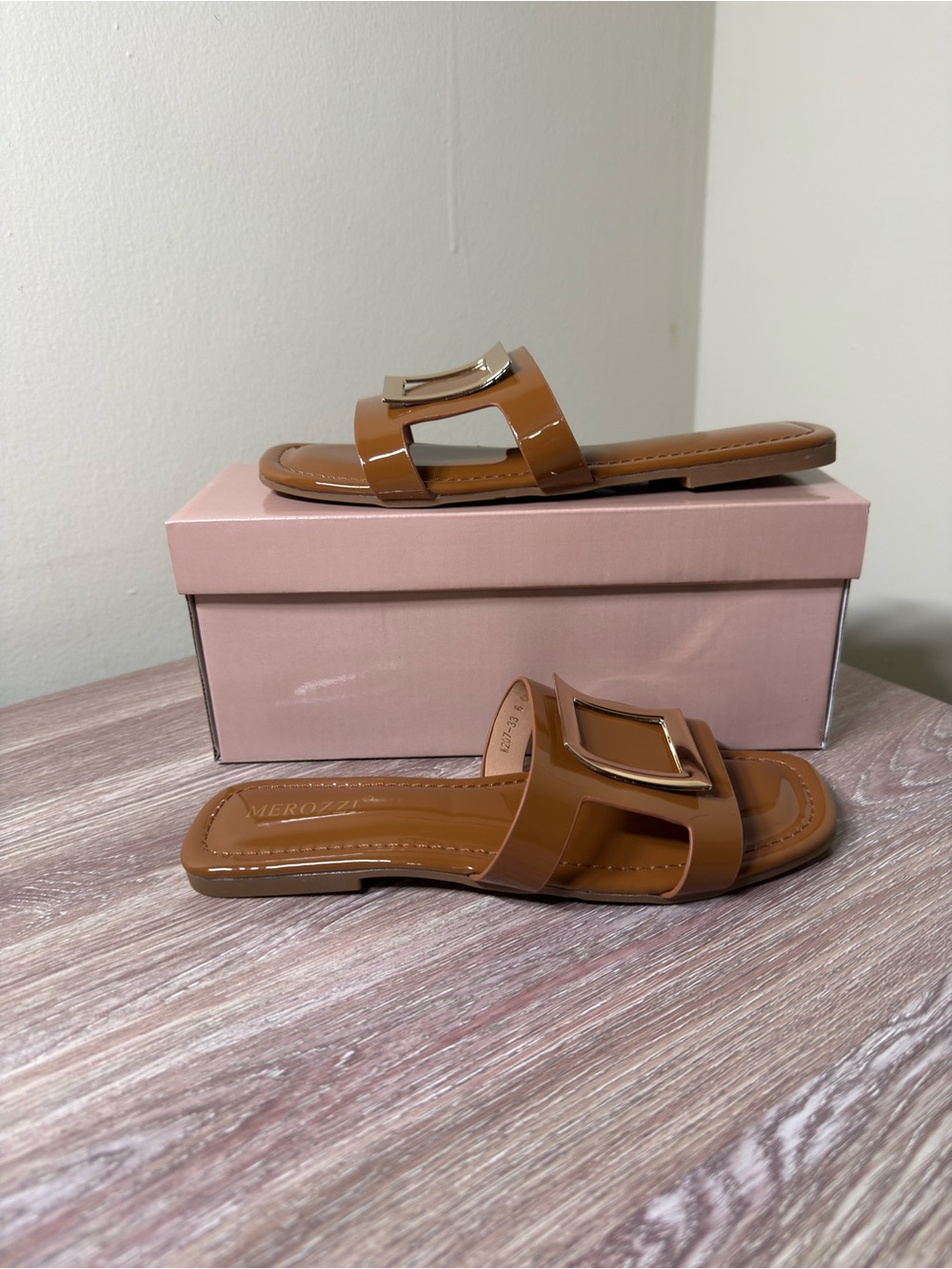 Tan Sandals Buckle Slide Sandals - Women's